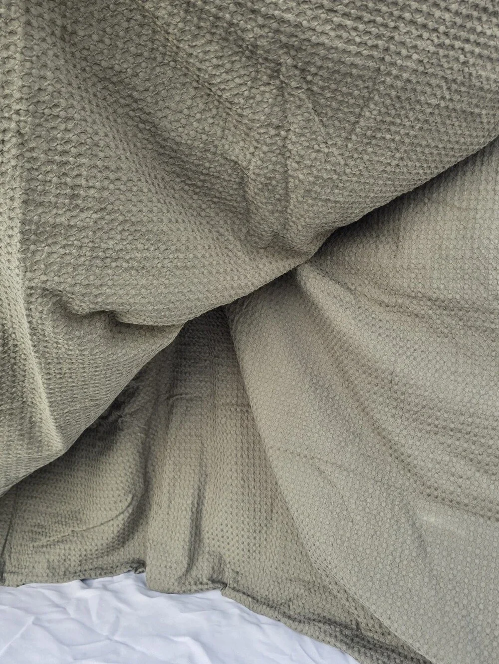 New Quince QUEEN 100% Organic Cotton Luxe Honeycomb Duvet Cover Olive Green